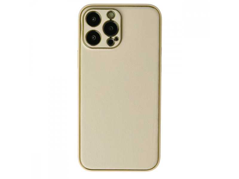 Newface iPhone 13 Pro Max Kılıf Coco Deri Silikon Kapak - Gold