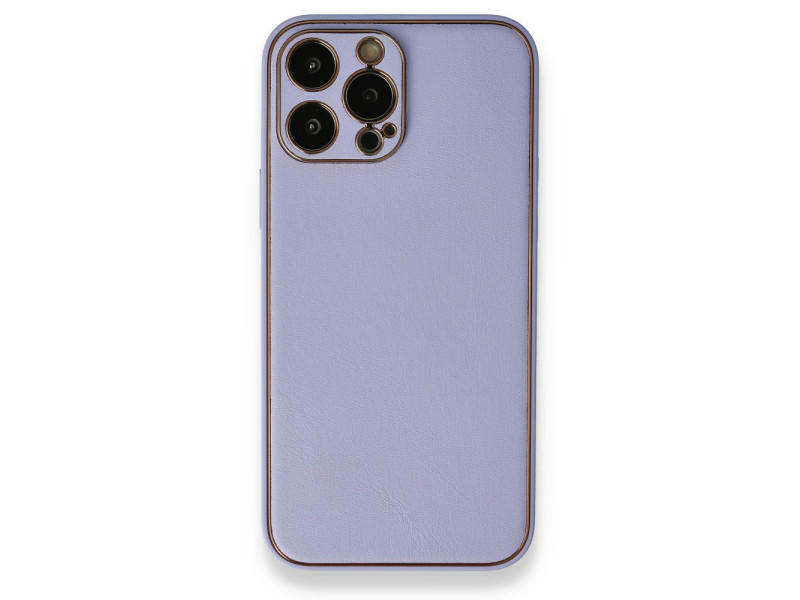 Newface iPhone 13 Pro Max Kılıf Coco Deri Silikon Kapak - Açık Lila