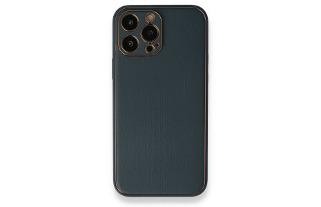 Newface iPhone 13 Pro Max Kılıf Coco Deri Silikon Kapak - Mavi