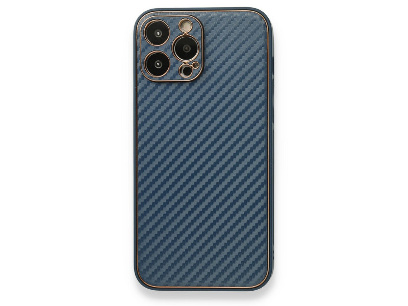 Newface iPhone 13 Pro Max Kılıf Coco Karbon Silikon - Mavi