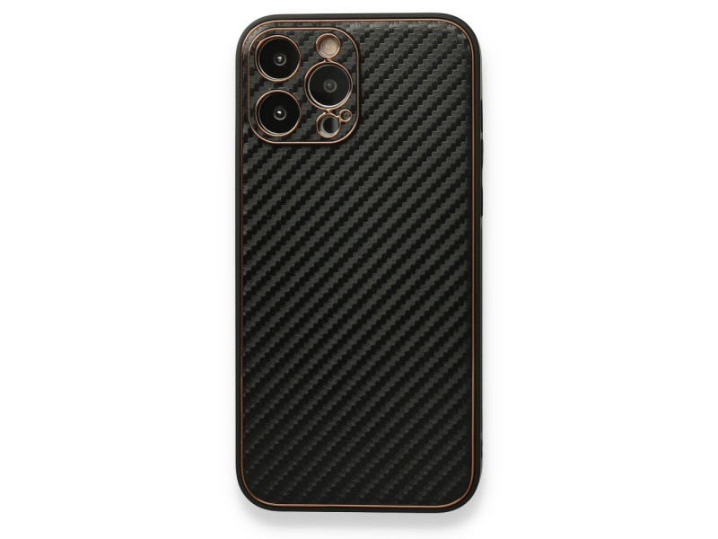Newface iPhone 13 Pro Max Kılıf Coco Karbon Silikon - Siyah