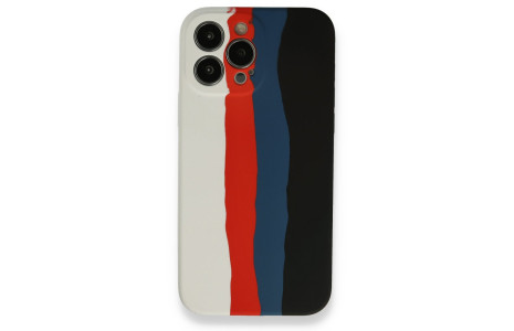 Newface iPhone 13 Pro Max Kılıf Ebruli Lansman Silikon - Beyaz-Siyah