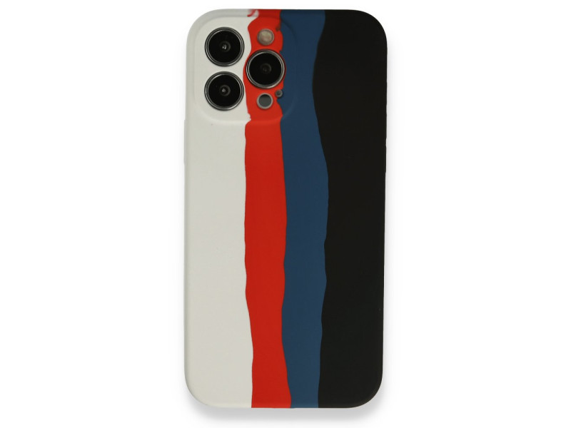 Newface iPhone 13 Pro Max Kılıf Ebruli Lansman Silikon - Beyaz-Siyah