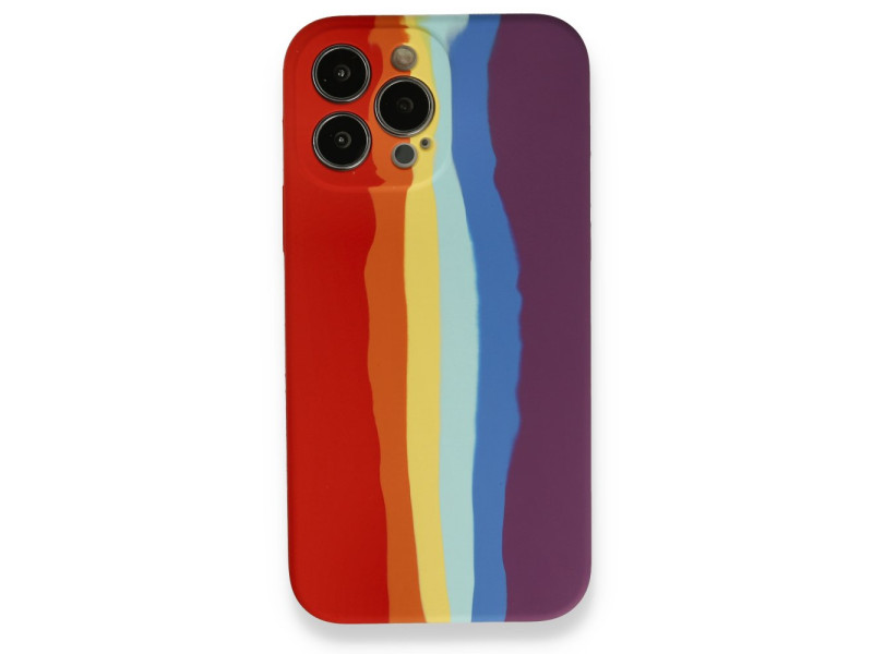Newface iPhone 13 Pro Max Kılıf Ebruli Lansman Silikon - Kırmızı-Mor