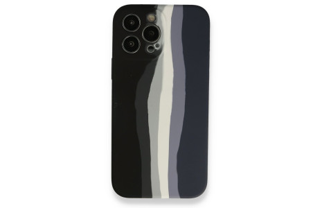 Newface iPhone 13 Pro Max Kılıf Ebruli Lansman Silikon - Siyah-Lacivert