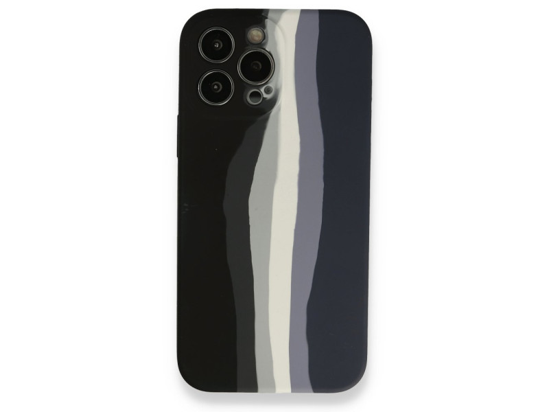 Newface iPhone 13 Pro Max Kılıf Ebruli Lansman Silikon - Siyah-Lacivert
