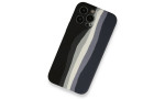Newface iPhone 13 Pro Max Kılıf Ebruli Lansman Silikon - Siyah-Lacivert