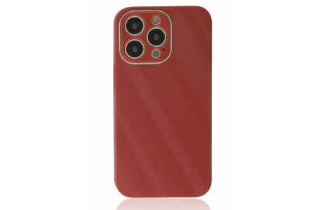 Newface iPhone 13 Pro Max Kılıf Glass Kapak - Bordo