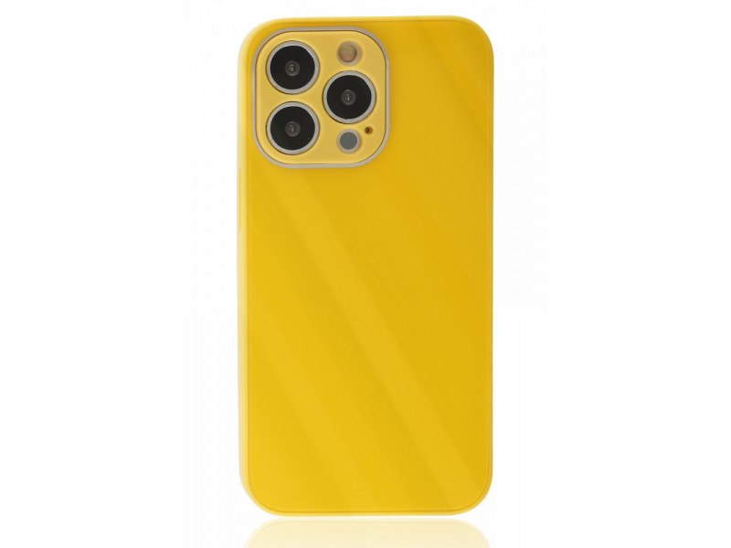Newface iPhone 13 Pro Max Kılıf Glass Kapak - Sarı