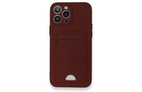 Newface iPhone 13 Pro Max Kılıf Kelvin Kartvizitli Silikon - Bordo