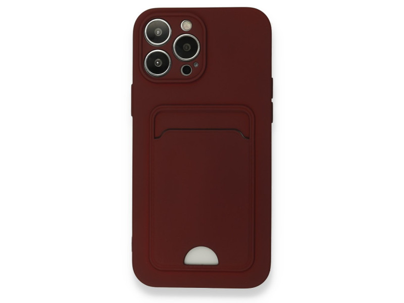 Newface iPhone 13 Pro Max Kılıf Kelvin Kartvizitli Silikon - Bordo