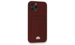 Newface iPhone 13 Pro Max Kılıf Kelvin Kartvizitli Silikon - Bordo