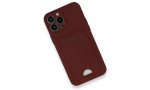 Newface iPhone 13 Pro Max Kılıf Kelvin Kartvizitli Silikon - Bordo