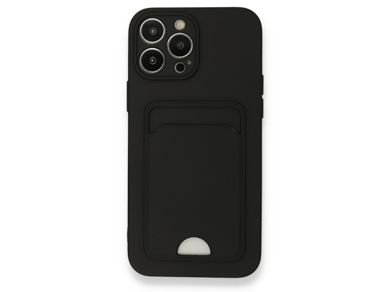 Newface iPhone 13 Pro Max Kılıf Kelvin Kartvizitli Silikon - Siyah