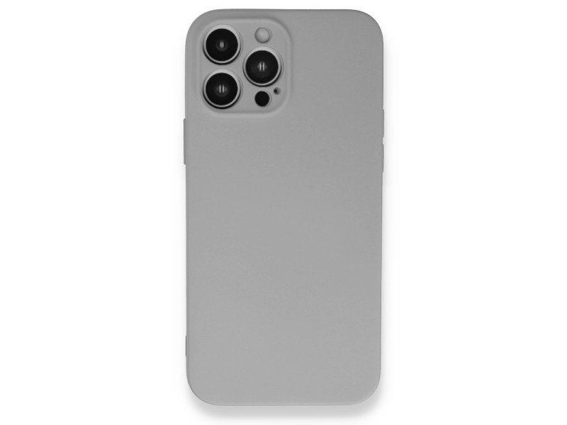 Newface iPhone 13 Pro Max Kılıf Nano içi Kadife Silikon - Açık Gri