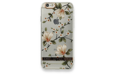 Newface iPhone 6 Kılıf Çiçekli Silikon - Gümüş