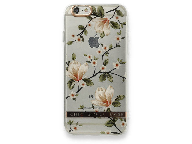 Newface iPhone 6 Kılıf Çiçekli Silikon - Gümüş