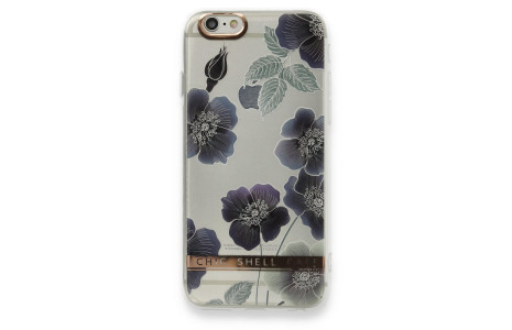 Newface iPhone 6 Kılıf Çiçekli Silikon - Mor