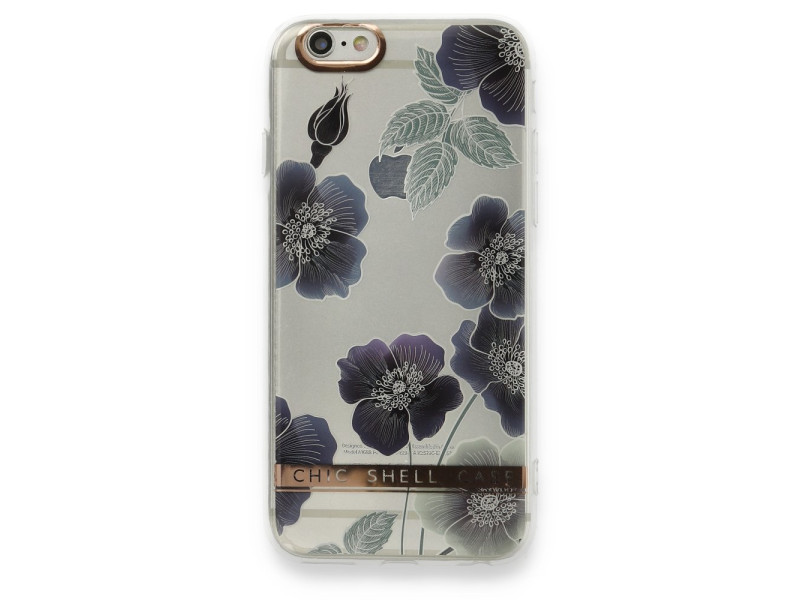 Newface iPhone 6 Kılıf Çiçekli Silikon - Mor
