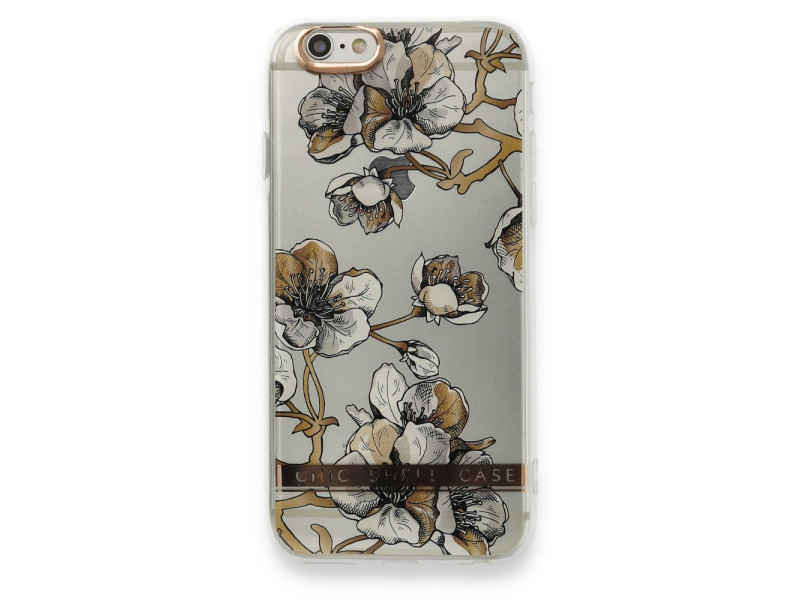 Newface iPhone 6 Kılıf Çiçekli Silikon - Pudra