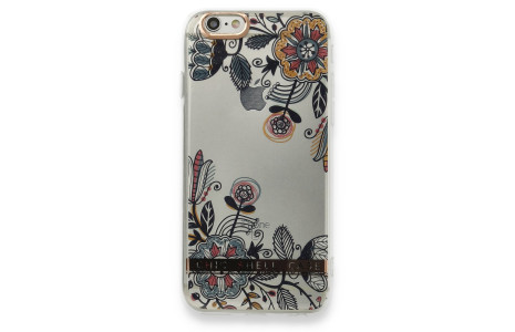 Newface iPhone 6 Kılıf Çiçekli Silikon - Siyah