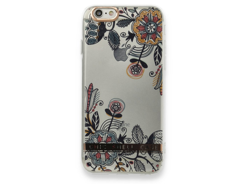 Newface iPhone 6 Kılıf Çiçekli Silikon - Siyah