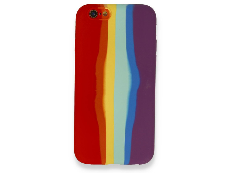 Newface iPhone 6 Kılıf Ebruli Lansman Silikon - Kırmızı-Mor