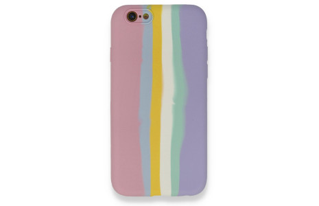 Newface iPhone 6 Kılıf Ebruli Lansman Silikon - Pembe-Lila