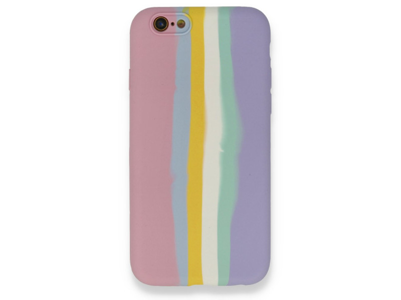 Newface iPhone 6 Kılıf Ebruli Lansman Silikon - Pembe-Lila