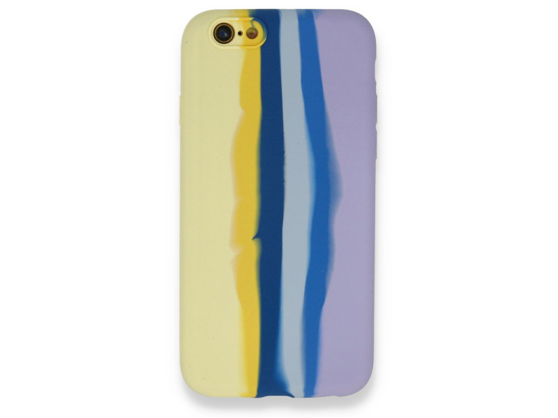 Newface iPhone 6 Kılıf Ebruli Lansman Silikon - Sarı-Lila