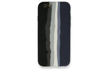 Newface iPhone 6 Kılıf Ebruli Lansman Silikon - Siyah-Lacivert