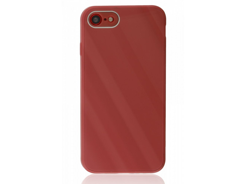 Newface iPhone 7 Kılıf Glass Kapak - Bordo