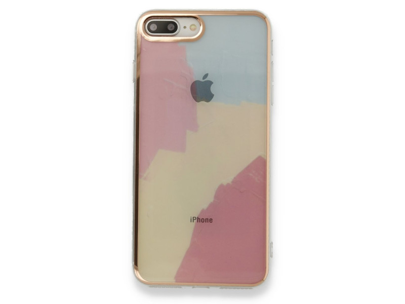 Newface iPhone 7 Plus Kılıf Çiçekli Silikon - Buz Mavi