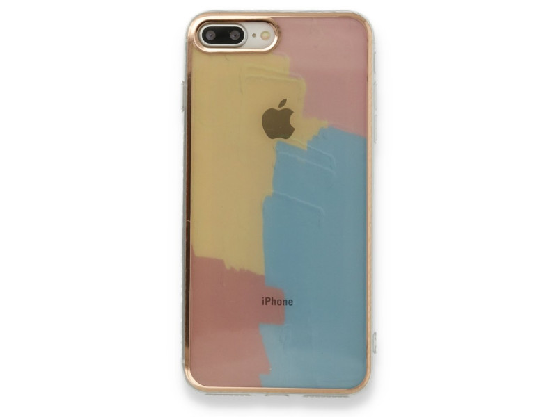 Newface iPhone 7 Plus Kılıf Çiçekli Silikon - Kırmızı