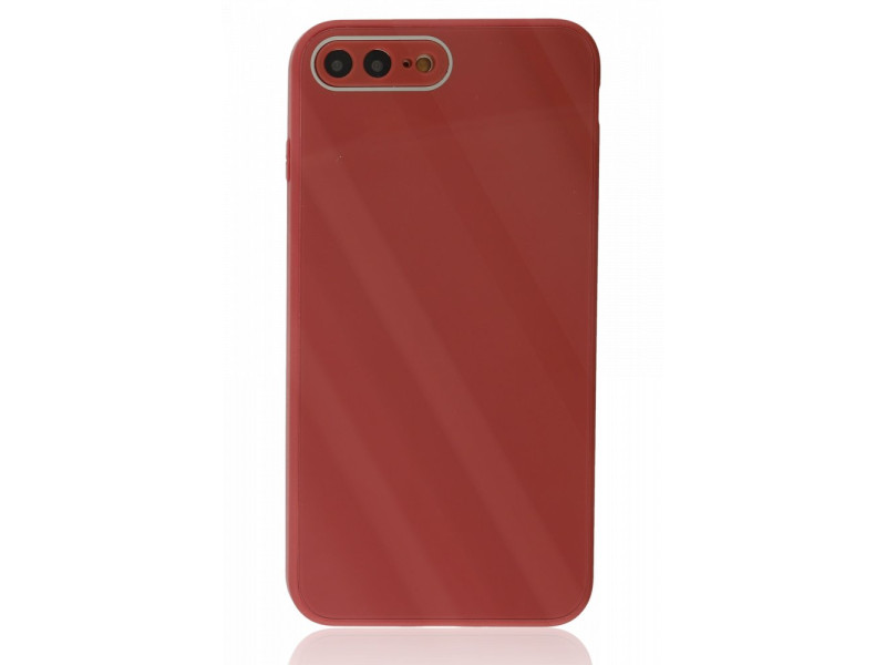 Newface iPhone 7 Plus Kılıf Glass Kapak - Bordo