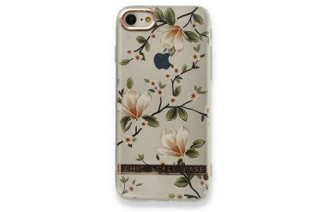 Newface iPhone 8 Kılıf Çiçekli Silikon - Gümüş
