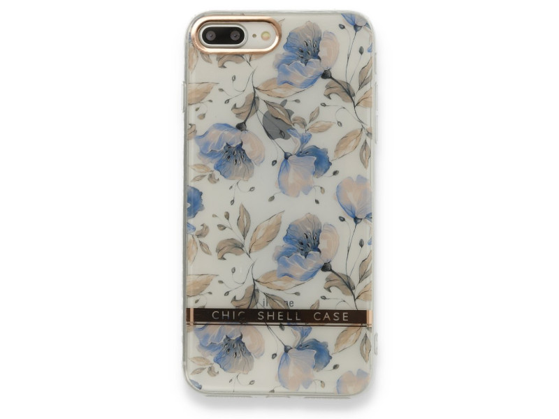 Newface iPhone 8 Plus Kılıf Çiçekli Silikon - Lila