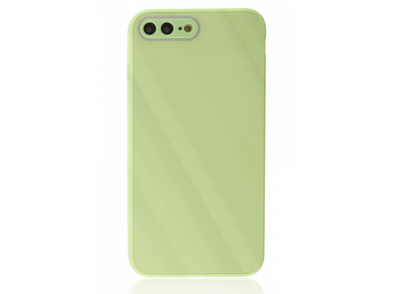 Newface iPhone 8 Plus Kılıf Glass Kapak - Açık Yeşil