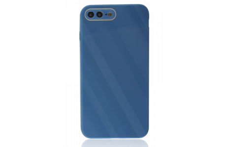 Newface iPhone 8 Plus Kılıf Glass Kapak - Mavi