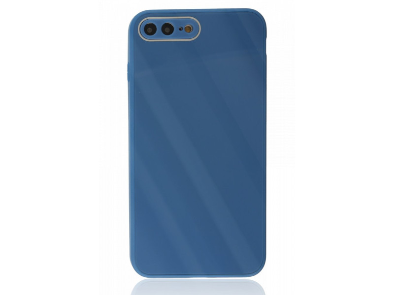 Newface iPhone 8 Plus Kılıf Glass Kapak - Mavi