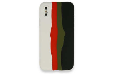 Newface iPhone X Kılıf Ebruli Lansman Silikon - Beyaz-Siyah