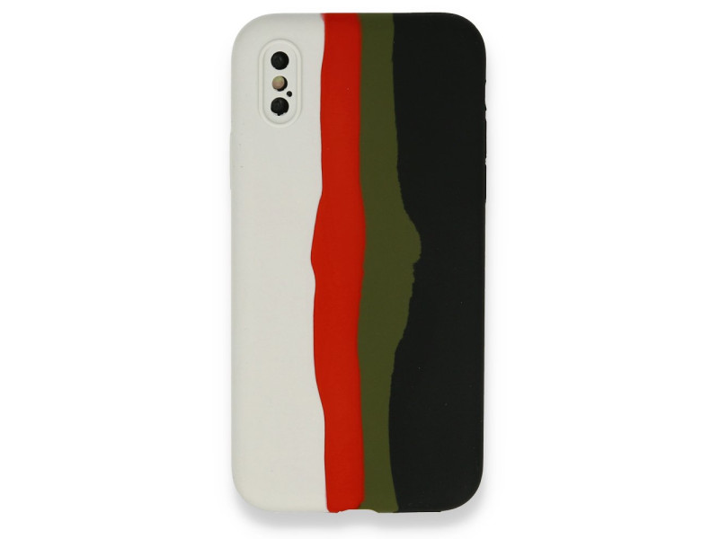 Newface iPhone X Kılıf Ebruli Lansman Silikon - Beyaz-Siyah