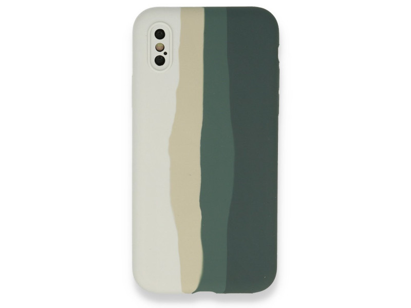 Newface iPhone XS Max Kılıf Ebruli Lansman Silikon - Beyaz-Gri