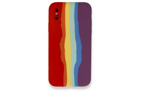 Newface iPhone XS Max Kılıf Ebruli Lansman Silikon - Kırmızı-Mor