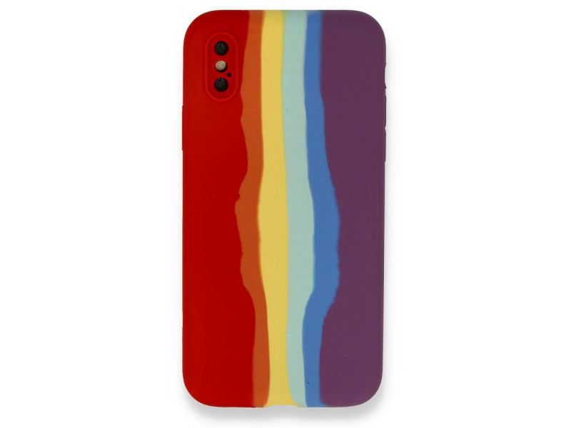 Newface iPhone XS Max Kılıf Ebruli Lansman Silikon - Kırmızı-Mor