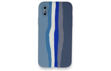 Newface iPhone XS Max Kılıf Ebruli Lansman Silikon - Mavi-Gri