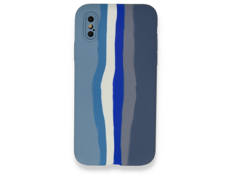 Newface iPhone XS Max Kılıf Ebruli Lansman Silikon - Mavi-Gri