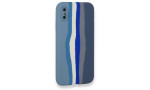 Newface iPhone XS Max Kılıf Ebruli Lansman Silikon - Mavi-Gri