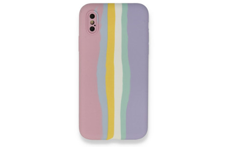 Newface iPhone XS Max Kılıf Ebruli Lansman Silikon - Pembe-Lila