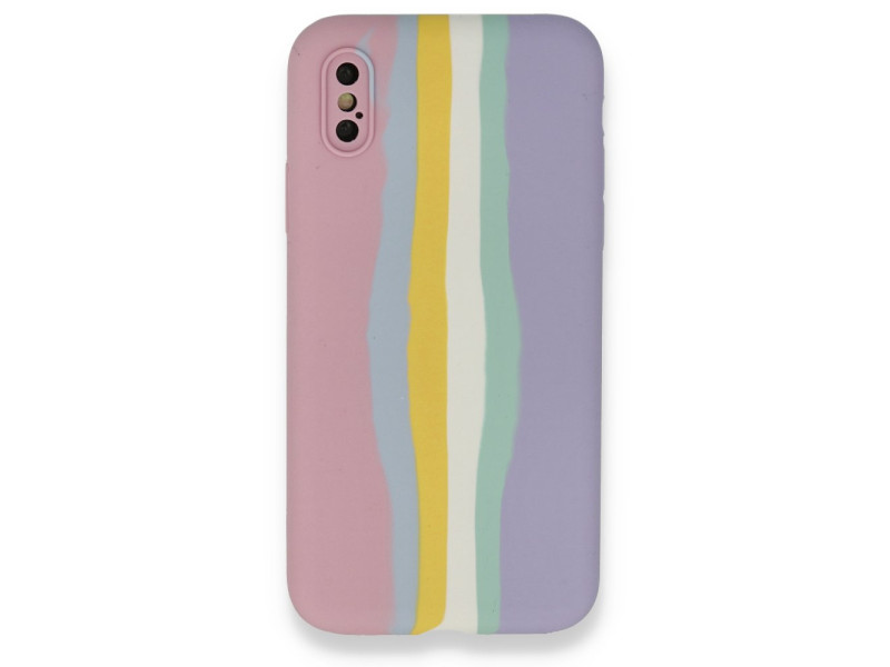 Newface iPhone XS Max Kılıf Ebruli Lansman Silikon - Pembe-Lila